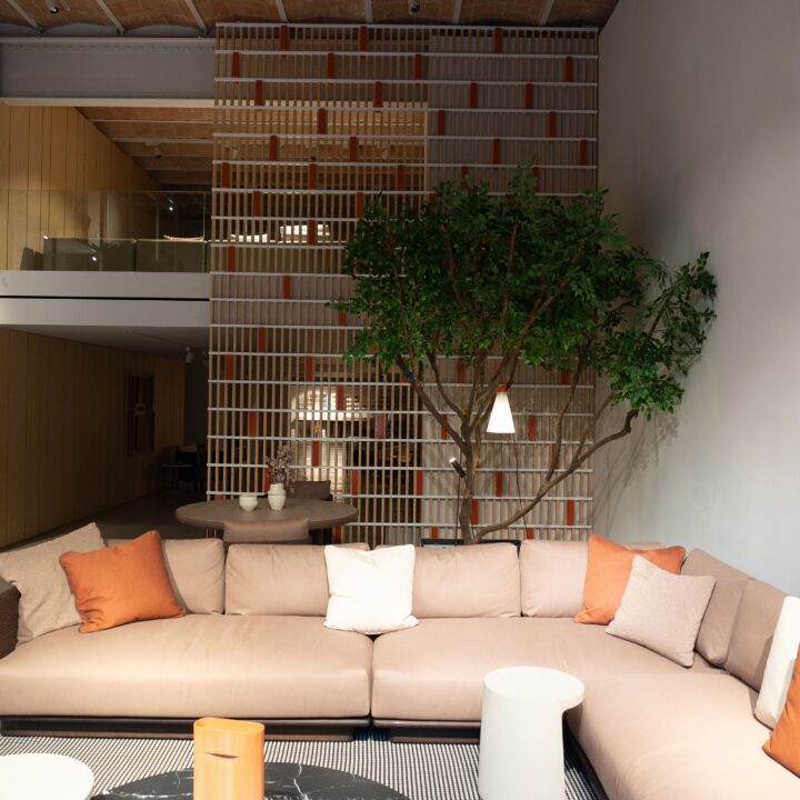 Interior of a store with household decorative furniture goods.