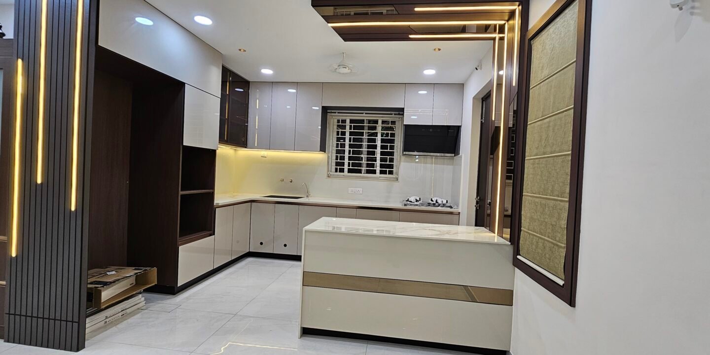 Modern kitchen room interior designed by interior designers in Tukkuguda