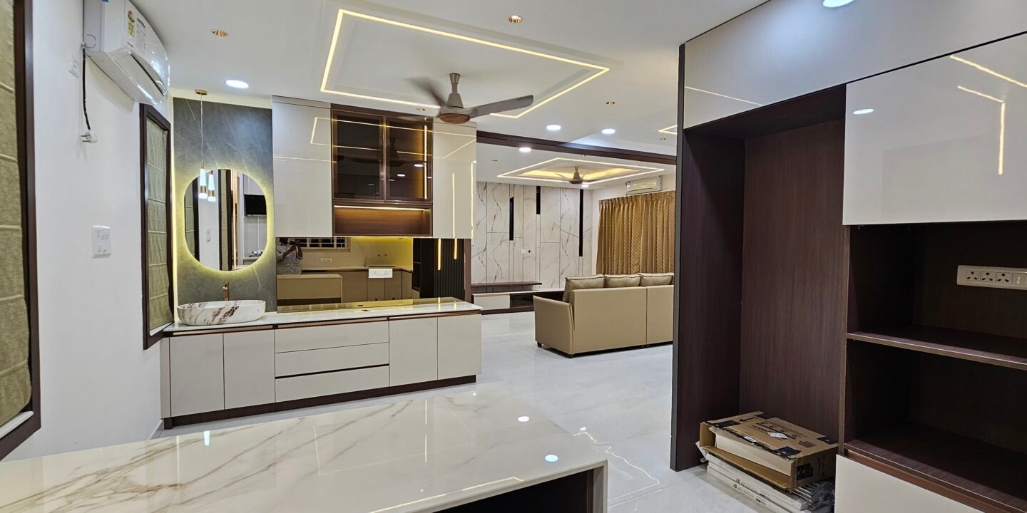 Modern living room interior designed by interior designers in Tukkuguda