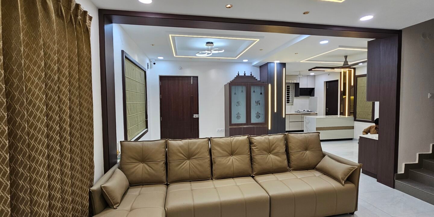 Modern living room interior designed by interior designers in Tukkuguda