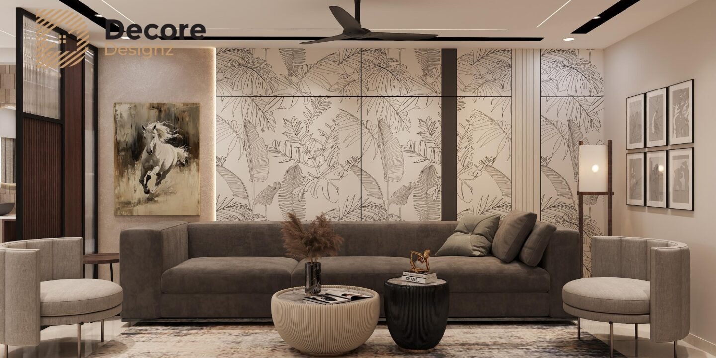 3BHK apartment living room with sofa and lighting