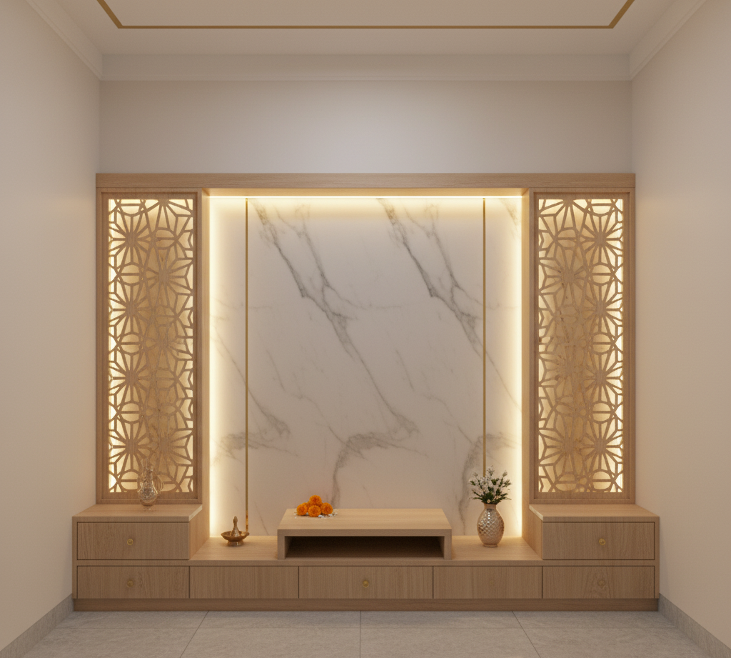 Modern Pooja Room Design in Hyderabad