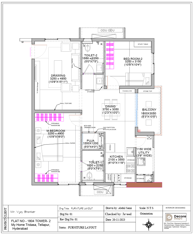 Contemporary 2BHK Interior Design at My Home Tridasa, Tellapur