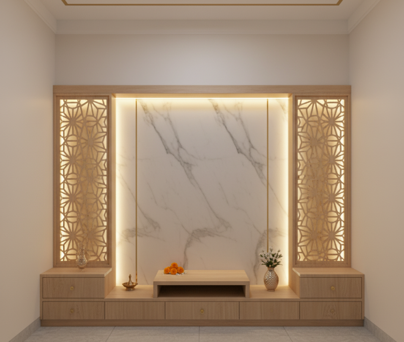 Modern Pooja Room Design in Hyderabad